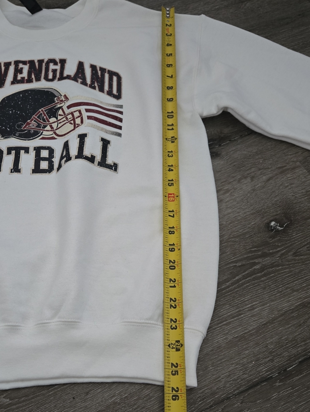 Gildan New England Football White Fleece Pullover Sweater Medium Unisex - Picture 7 of 9